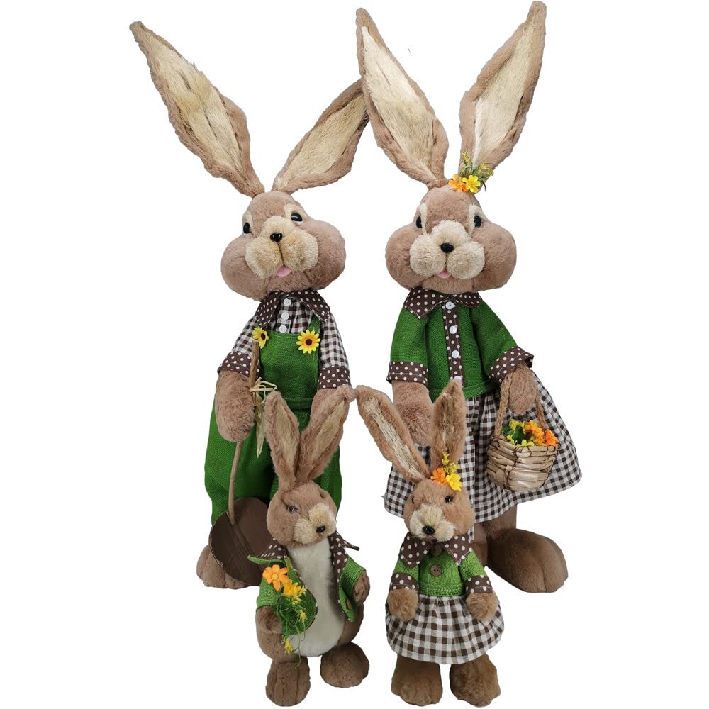 Fraser Hill Farm 4-Piece Sisal Bunny Family Set - Handmade Easter Rabbit Figurines for Home Decor, Easter Table Centerpiece, Spring Mantel Display & Gift Giving