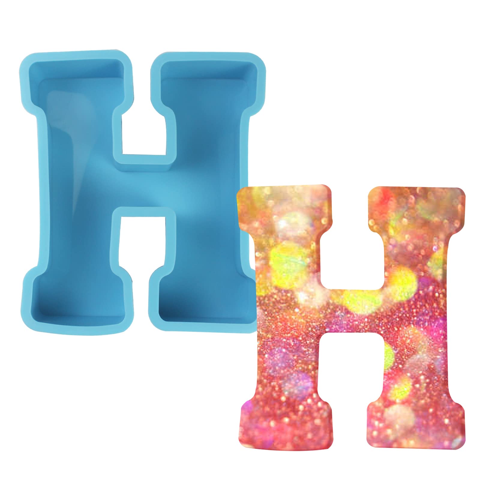 3D Alphabet Silicone Molds - Large Capital Letter & Symbol Resin Casting Molds for DIY Crafts, Home Decor, Party Supplies - Perfect for Epoxy Resin Art, Cake Decorating, and Gift Making (H)