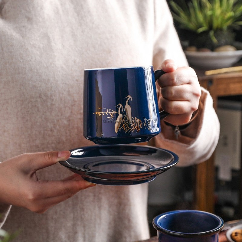 Premium Chinese Blue Floral Ceramic Tea Cup with Removable Infuser - Perfect for Office, Home, or Gift Giving