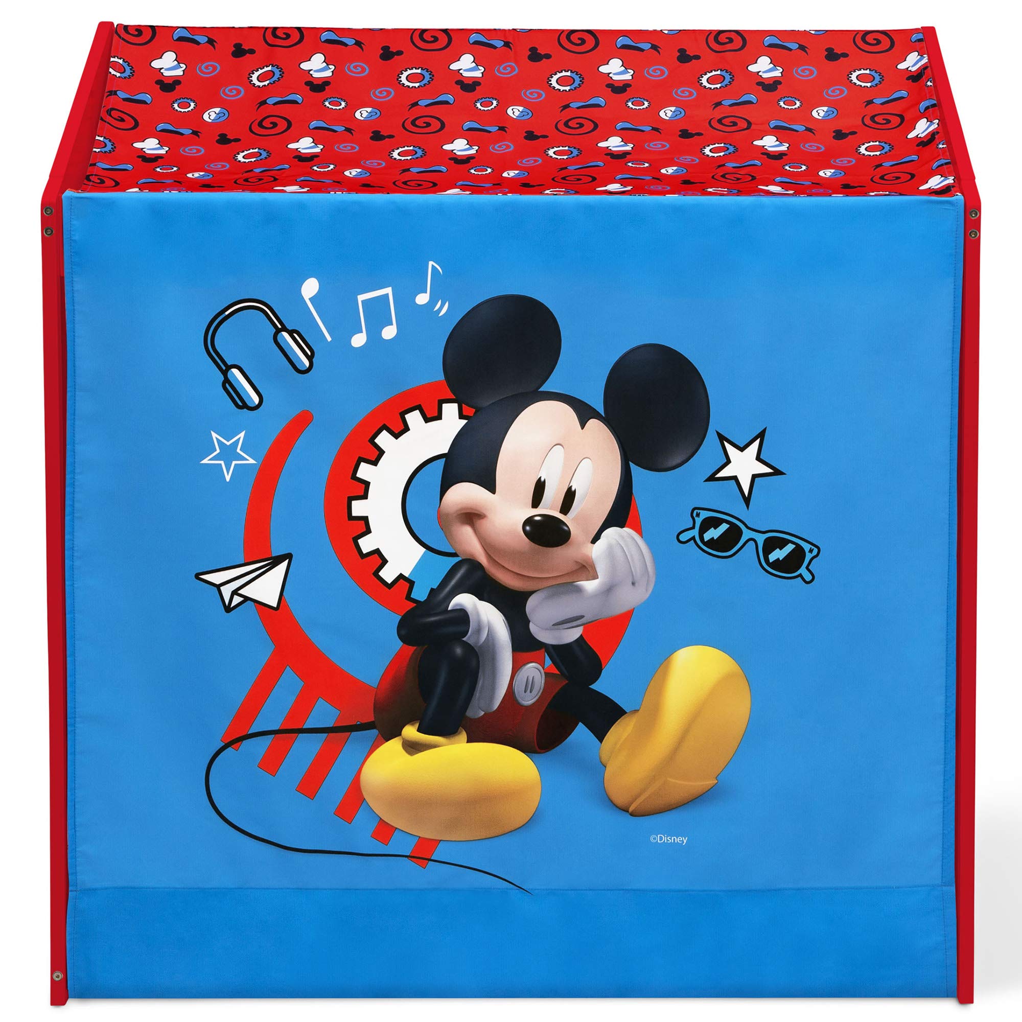 Disney Mickey Mouse Indoor Playhouse with Fabric Tent & MySize Wood Toddler Bed by Delta Children - White - Perfect for Kids' Bedroom, Playroom & Indoor Playtime