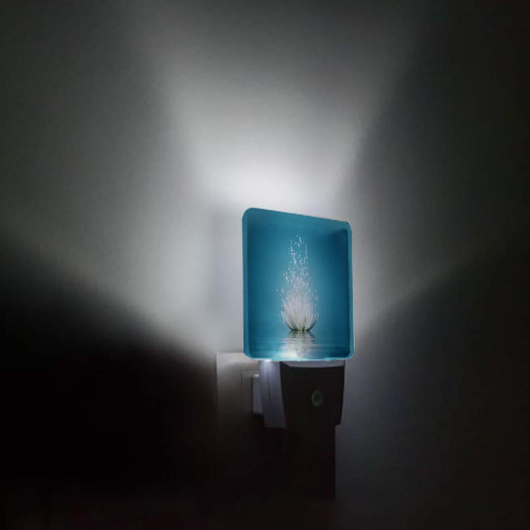 Romantic Lotus LED Night Light - Auto Sensor, Navy Blue for Bedroom & Bathroom
