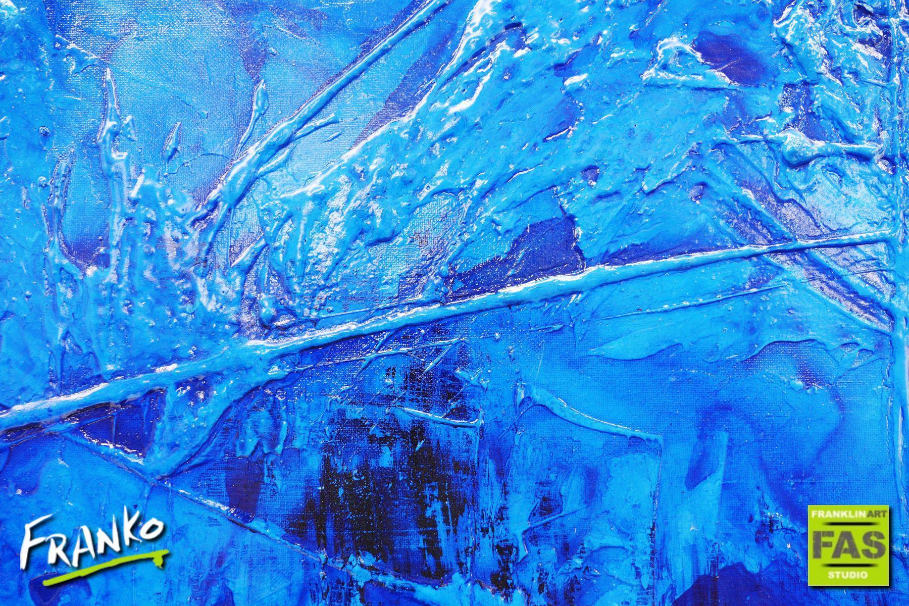 Light and Blue 160cm x 100cm Abstract Canvas Wall Art - Modern Blue Painting for Living Room, Bedroom & Office Decor