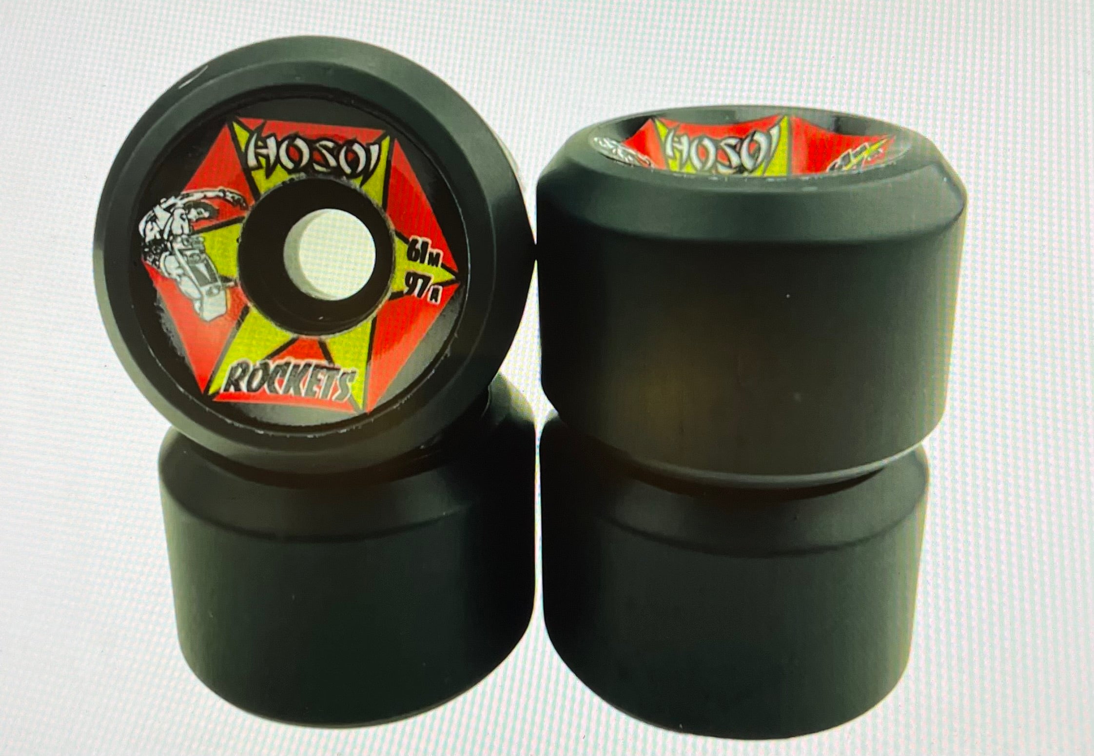 HOSOI Rockets Skateboard Wheels - 60mm 99A Hardness Black Wheels for Street Skating, Tricks, and Park Riding - High Performance & Durable Skateboard Wheels for All Levels