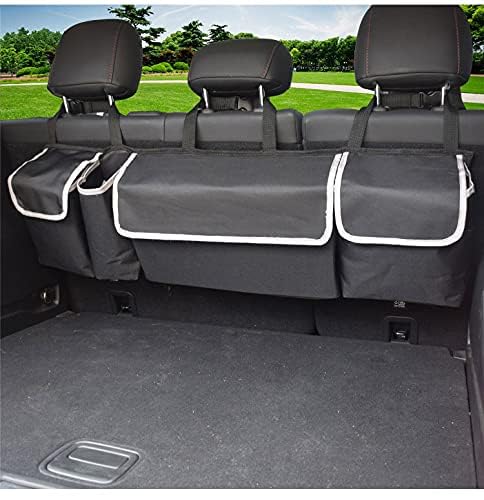 Best Car Trunk Organizer for SUV & Sedan - 4-Pocket Hanging Storage Bag with Collapsible Design | Space-Saving Car Interior Accessories for Women & Men | Perfect for Road Trips, Grocery Shopping & Daily Commute