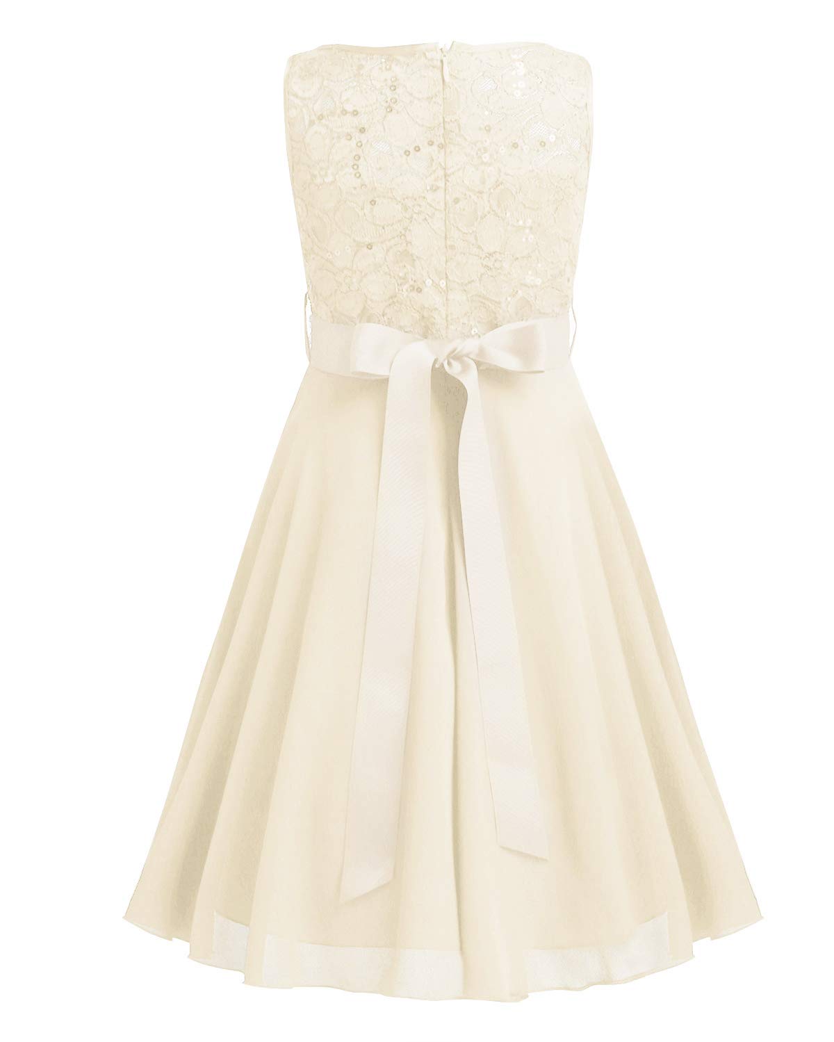 Flower Girl Dress for Kids - Floral Lace Princess Bridesmaid Gown, Sleeveless Maxi Party Dress for Weddings, Birthday & Special Occasions