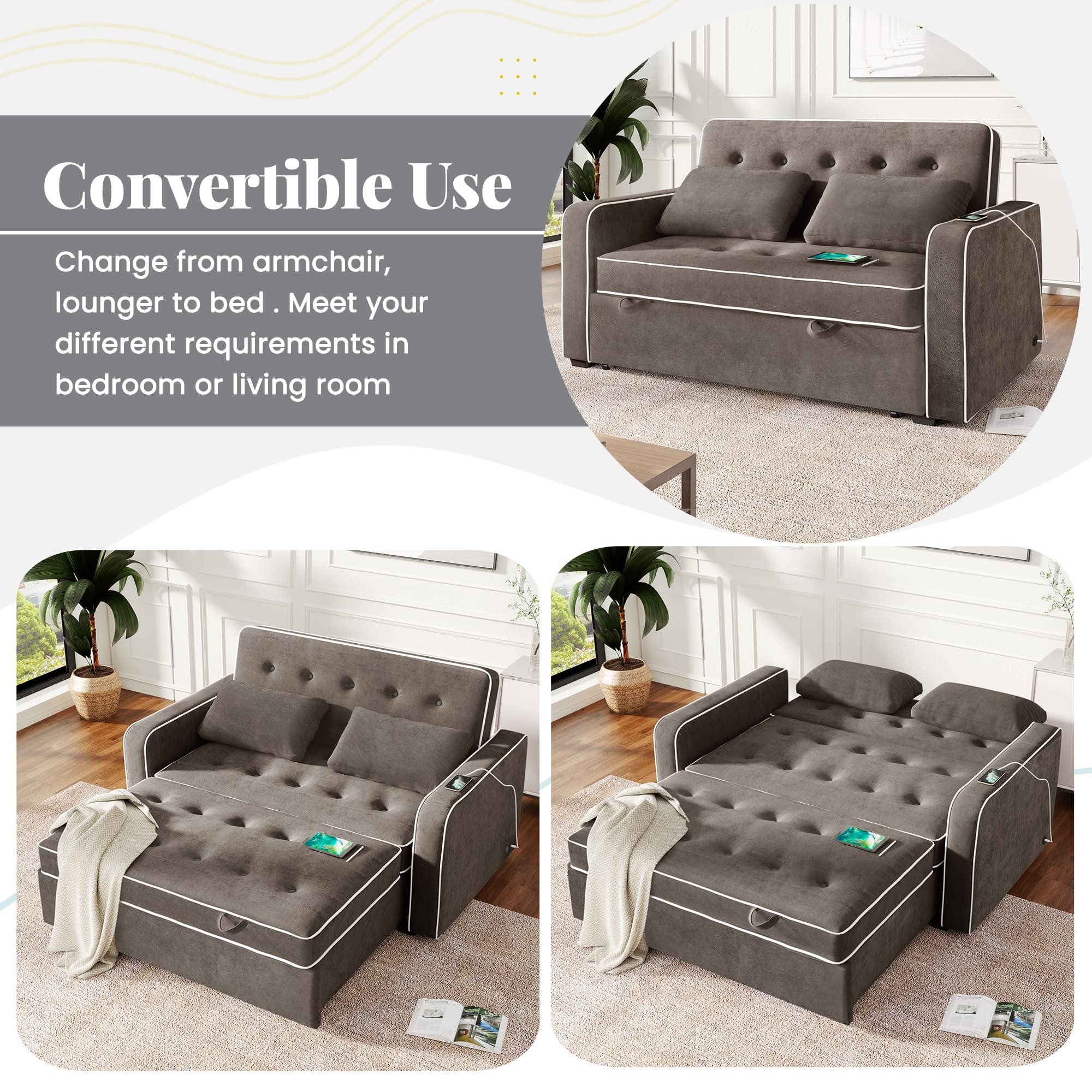 Convertible Sleeper Sofa Bed for Living Room & Guest Room
