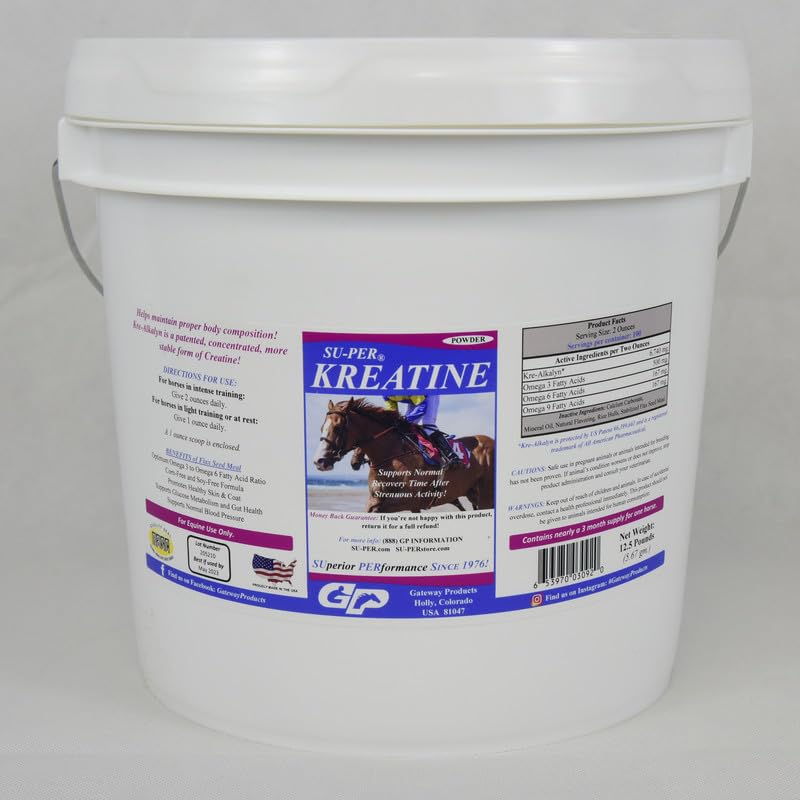 Premium Kre-Alkalyn Creatine Horse Supplement for Energy, Stamina & Endurance - 12.5lb (3 Month Supply) - Supports Muscle Performance & Recovery - Ideal for Racehorses, Show Jumpers & Equestrian Training