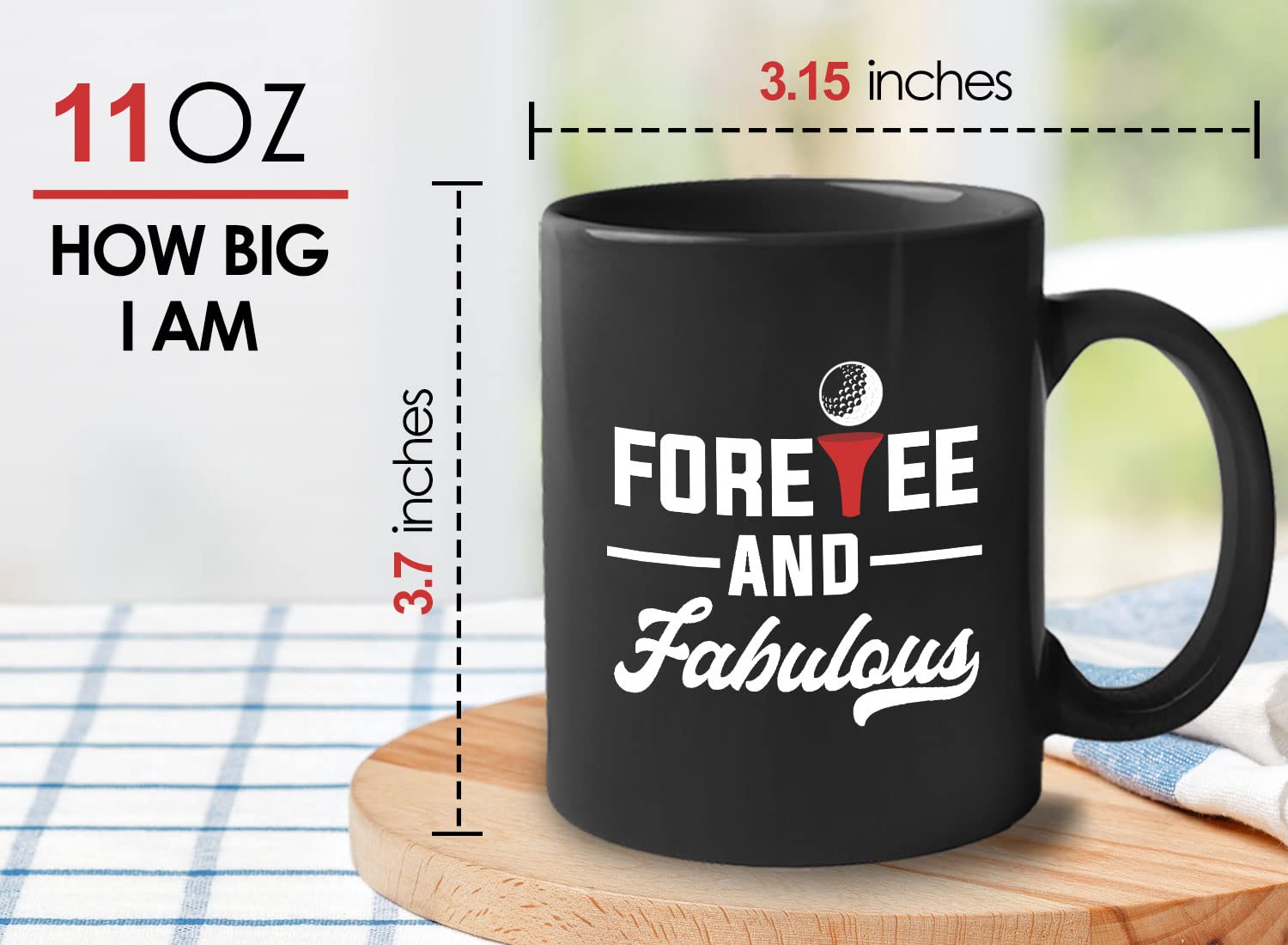 Foretee Bubble Hugs 11oz Black Golf Coffee Mug - Perfect Gift for Golf Lovers, Dad, Coach | Great for Golf Course, Office & Home Use