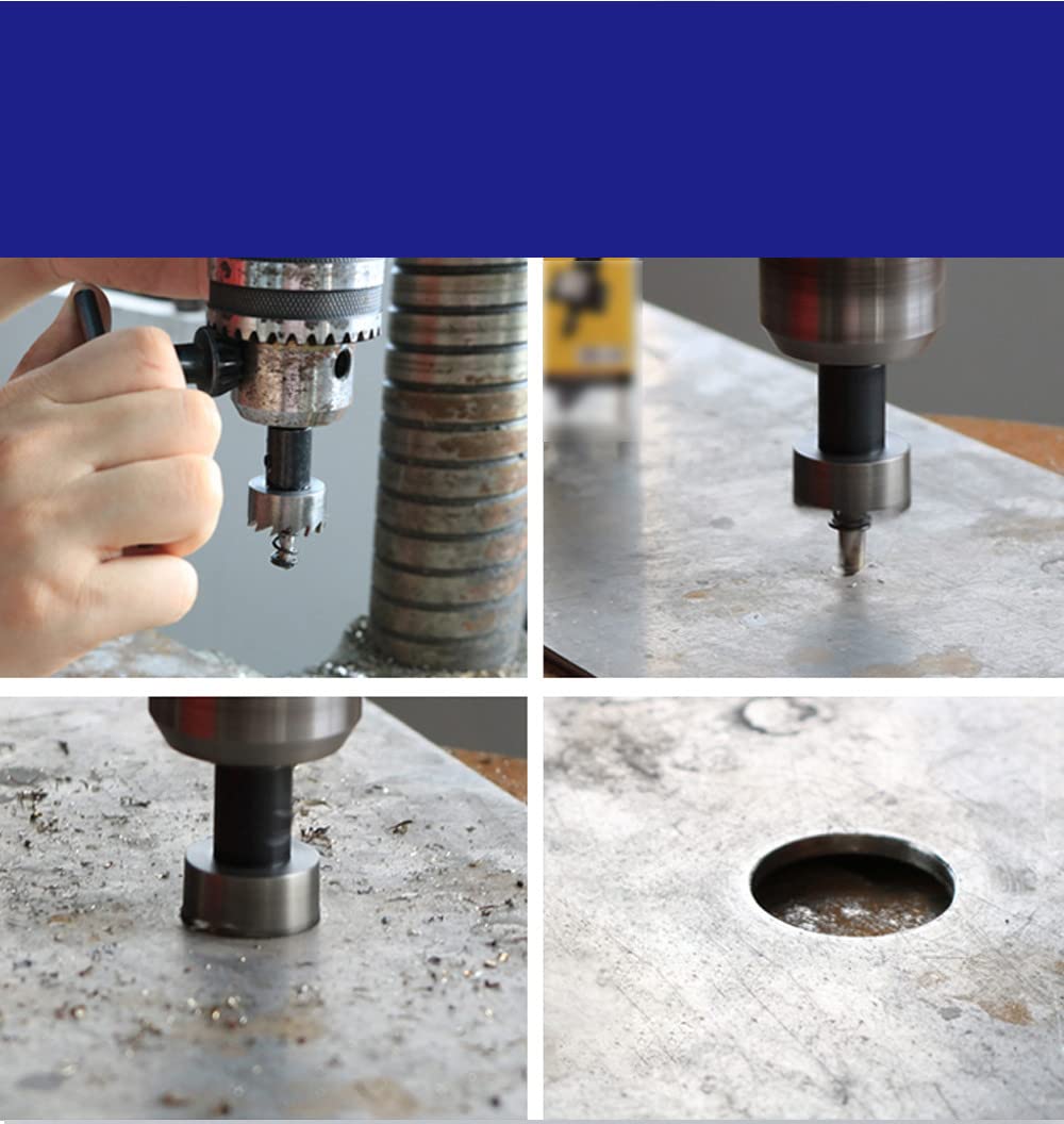 High Speed Steel (HSS) Drill Bit with Carbide Tip - 12-60mm Hole Saw for Stainless Steel, Metal & Aluminum Alloy - Perfect for DIY Projects, Metalworking & Home Repairs (14mm Shank)