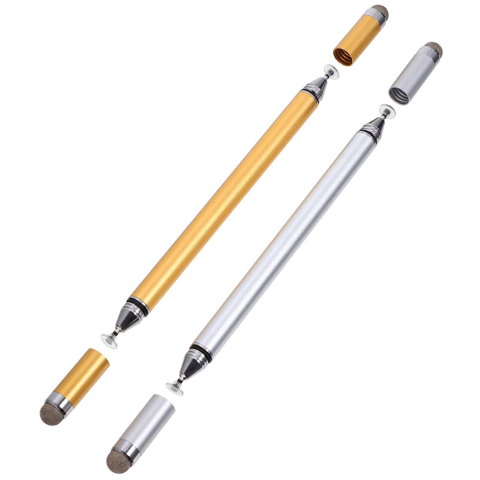 Hemobllo 2-Pack Active Stylus Pens for iPad, iPhone, Android Tablets - 4-in-1 High Precision Touch Screen Pen with Fine Tip for Drawing, Writing & Note-Taking - Compatible with Most Touchscreen Devices (Gold & Silver) | Perfect for Artists, Students & Office Use