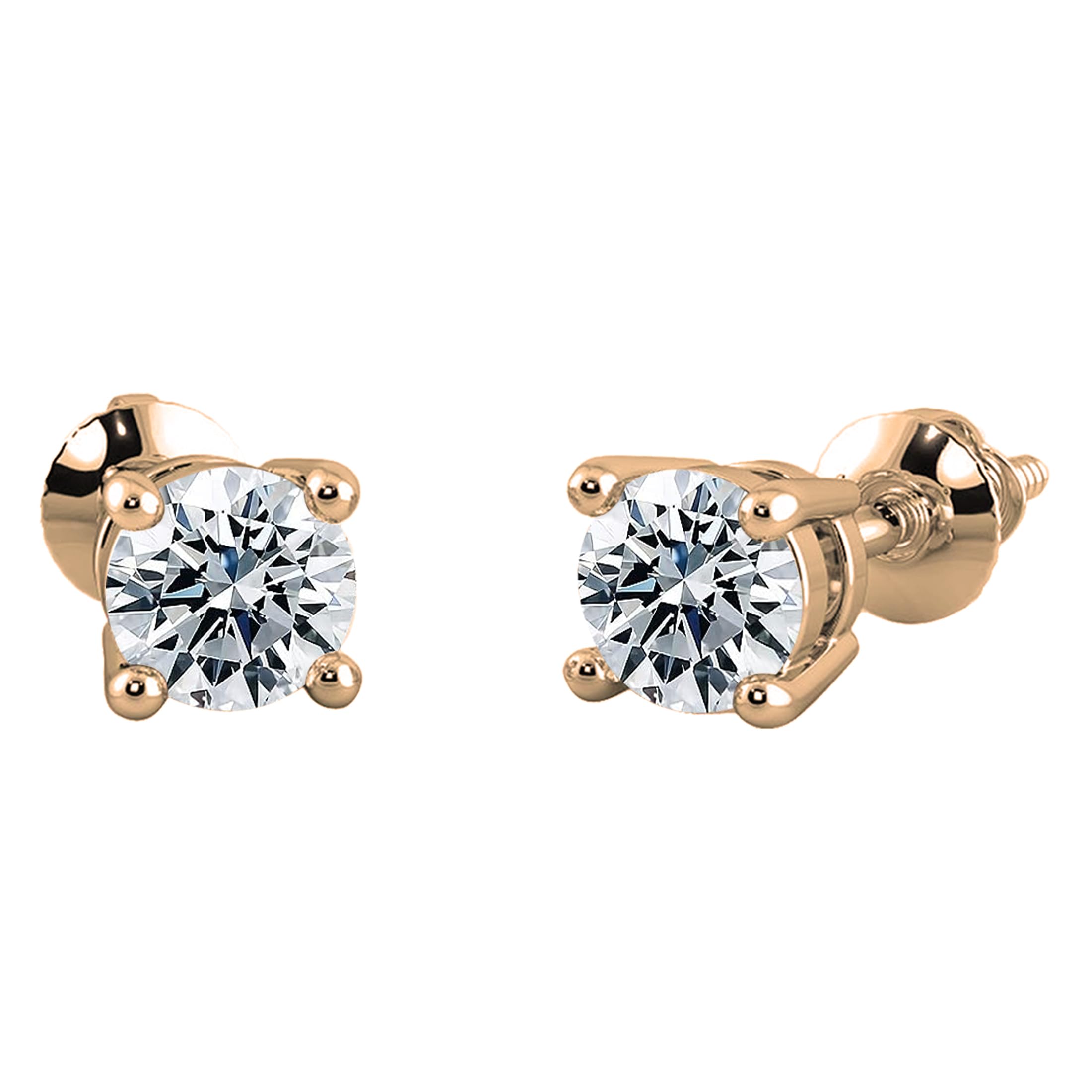 IGI Certified Lab Grown White Diamond Stud Earrings for Women - 18K Solid Gold Screw Back - Dazzlingrock Collection | Perfect for Weddings, Anniversaries & Special Occasions