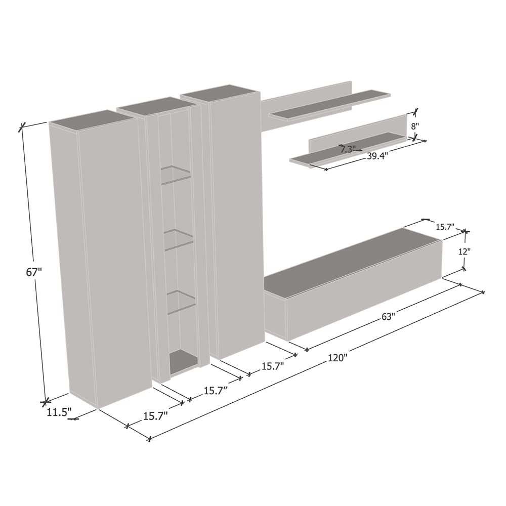 Modern White Floating TV Stand with Storage & LED Lights - Wall-Mounted Entertainment Center for Bedroom & Living Room - Space-Saving TV Console with Shelves for Gaming & Home Theater Setup