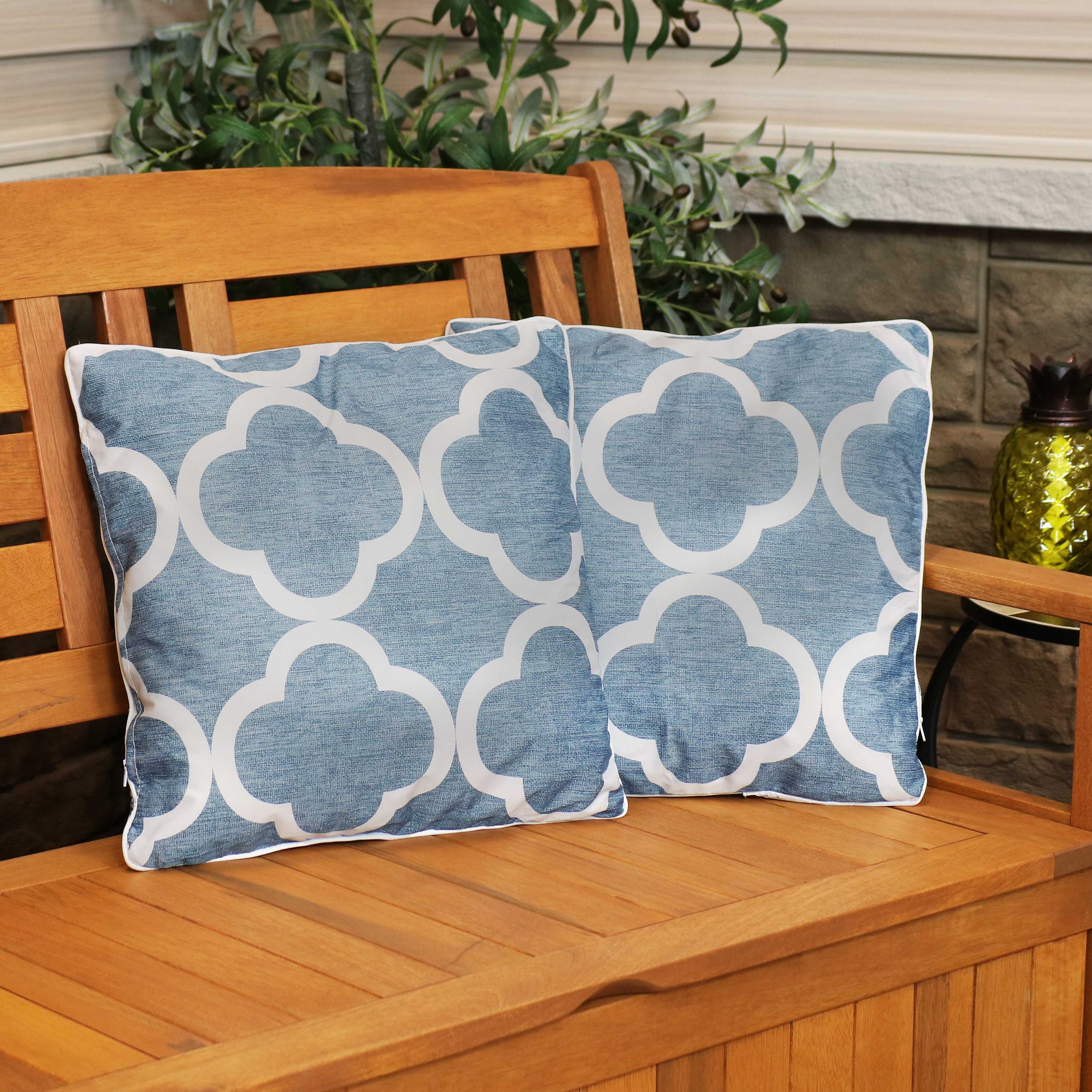 Stylish Sunnydaze Polyester Outdoor Decorative Throw Pillows Set of 2 - Waterproof & UV Resistant for Patio, Garden, and Poolside Decor