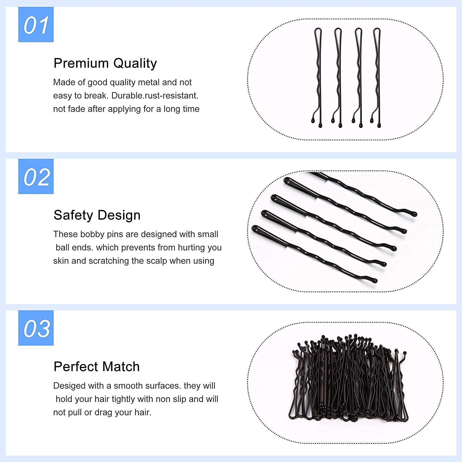 Shidara 30Pcs Hair Bobby Pins & 20Pcs Hair Ties - Black Hair Clips for Women, Girls, Kids | Multi-Style Hair Accessories Set | Perfect for School, Work, Parties & Everyday Styling