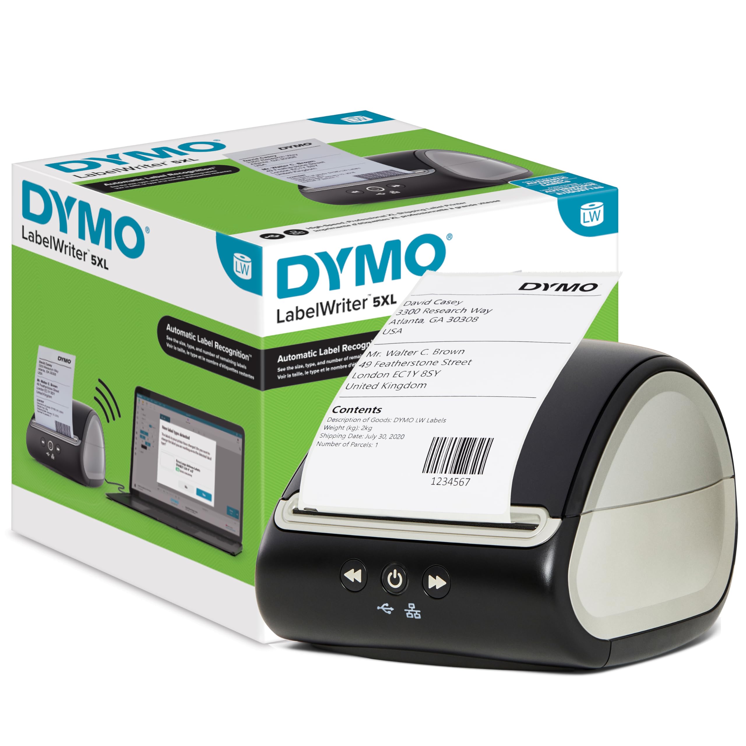 Dymo DY LW 5XL Label Printer - High Performance Thermal Label Maker for Shipping, Packaging & Logistics - Black (EMEA Version) - Perfect for Warehouses, E-commerce & Small Businesses