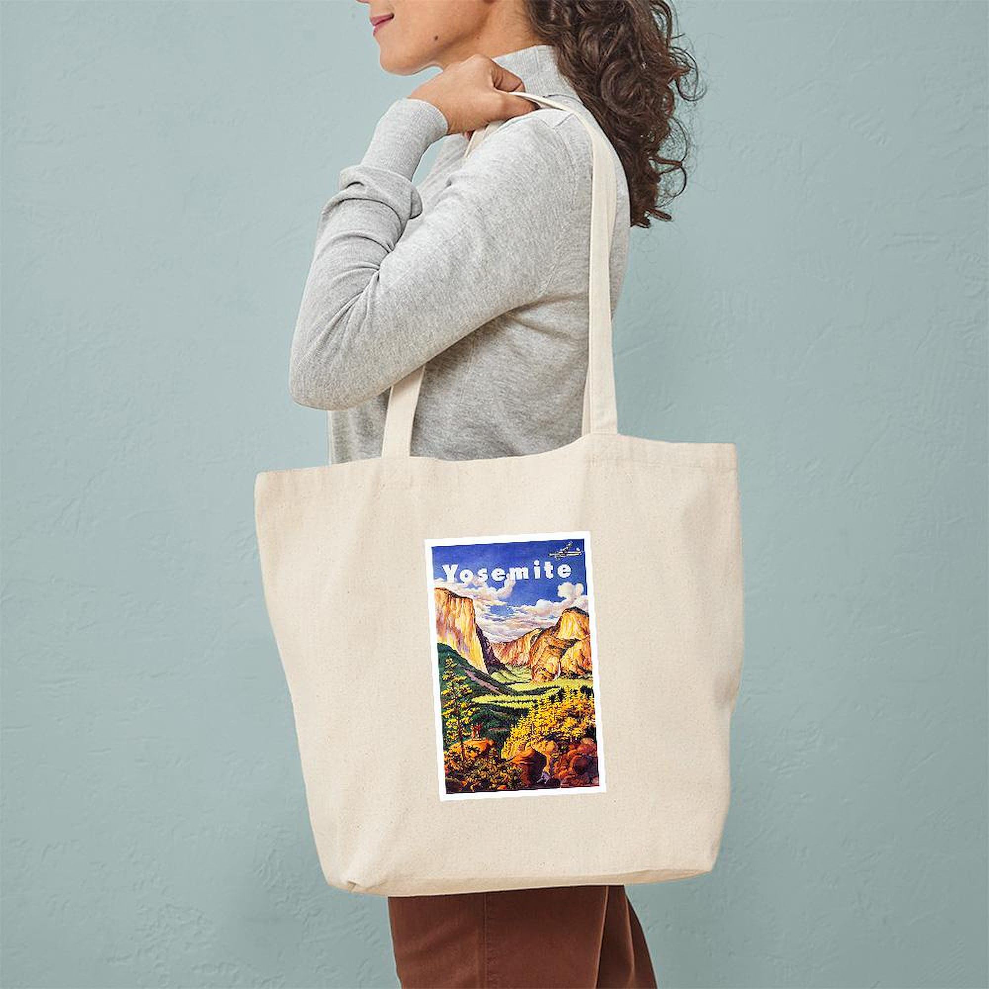 Yosemite Travel Poster Canvas Tote Bag - Eco-Friendly Reusable Shopping Bag for Groceries, Beach & Daily Use | CafePress
