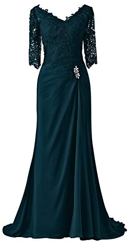 Elegant Long Sleeve Lace Mother of The Bride Dress - Chiffon Formal Evening Gown for Wedding Guest & Special Occasions | Perfect for Church Ceremonies, Receptions & Black Tie Events