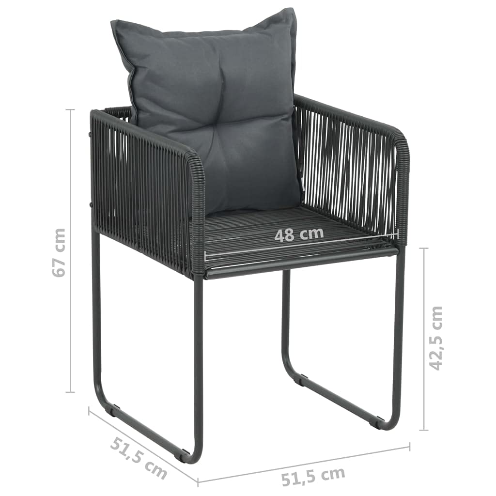 FAMIROSA 6-Piece Outdoor Rattan Chairs with Pillows - Black for Patio & Garden