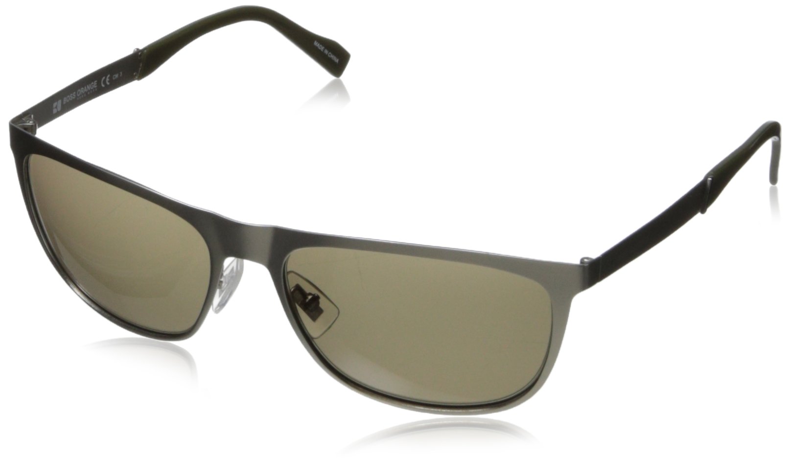 BOSS by Hugo Boss Men's 0096/S Rectangular Sunglasses - Matte Ruthenium Frame, 57mm UV Protection - Perfect for Driving, Outdoor Activities & Fashion Statement
