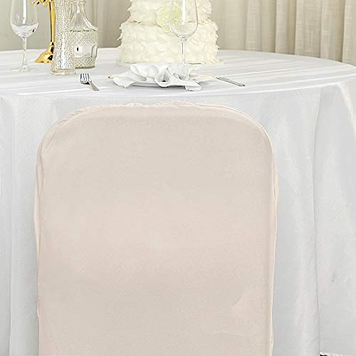 BalsaCircle 100-Pack Beige Polyester Folding Chair Covers - Removable Washable Seat Protectors for Dining, Party & Wedding Decor | Perfect for Indoor/Outdoor Events, Banquets & Home Use