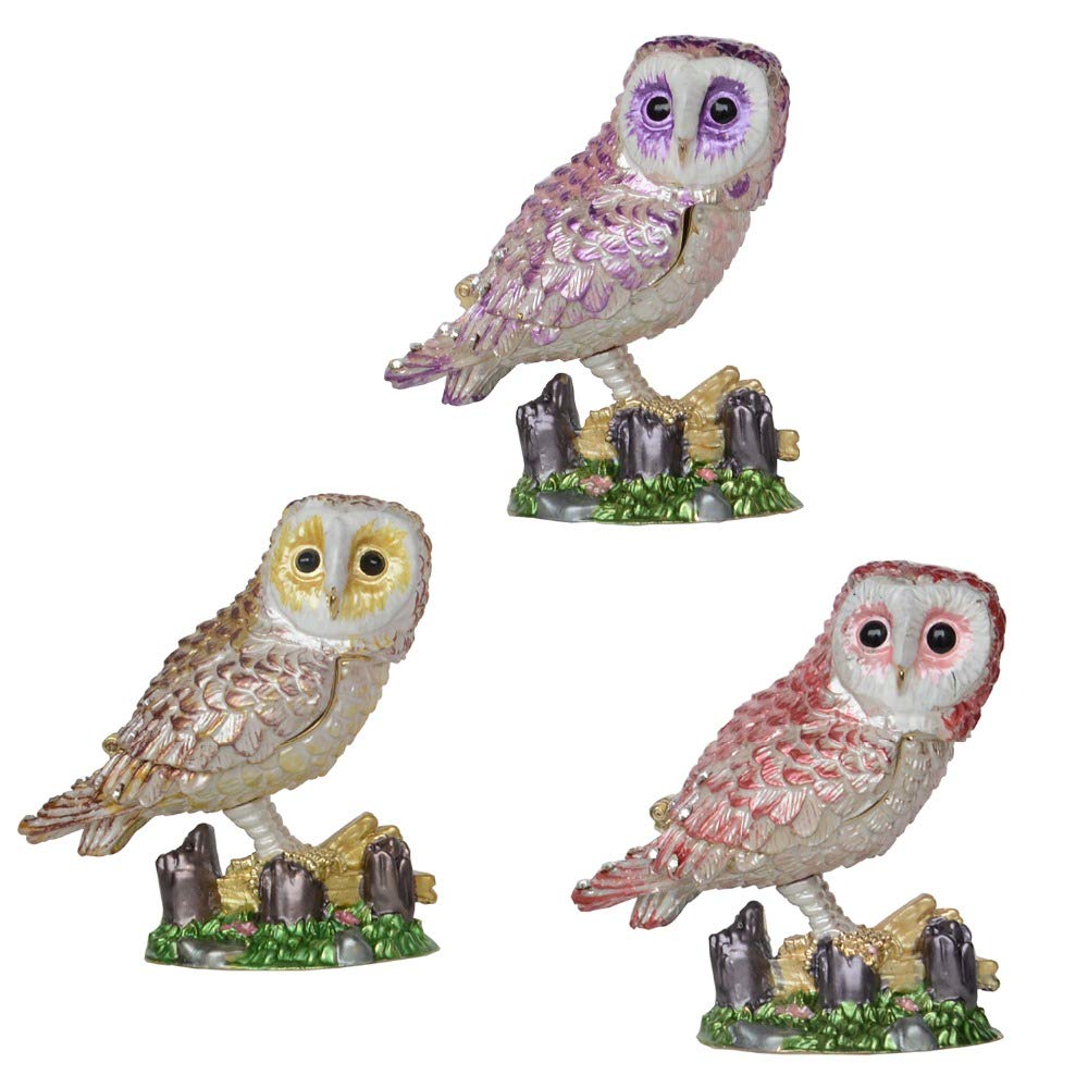 Exquisite Bejeweled Owl Trinket Box - Elegant Metal Jewelry Storage Box with Bird Design, Perfect Necklace Holder & Unique Gift for Women (Red) - Ideal for Bedroom Vanity, Dresser Decor & Jewelry Organization