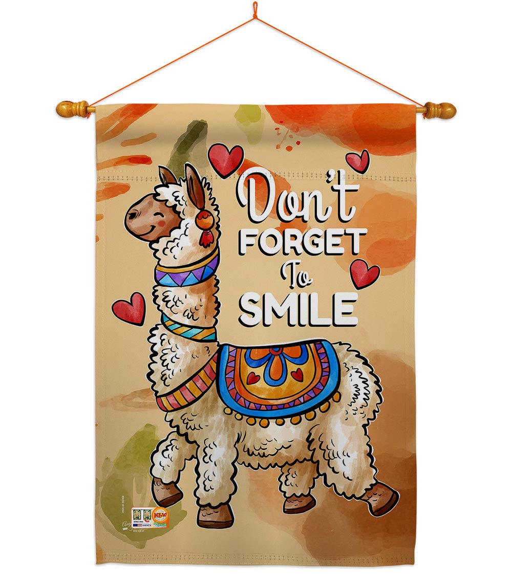 Don't Forget to Smile Inspirational House Flag Set - 28x40 Inch Vertical Decorative Garden Flag with Pole, Multi-Color Outdoor Yard Decor - Perfect for Front Porch, Lawn & Patio Decorations