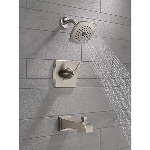 DELTA FAUCET CO 144768C-SS Stainless Steel Bathtub and Shower Faucet with Valve - Durable Bathroom Fixture for Modern Homes & Renovations | Perfect for Bathroom Upgrades, Spa-Like Showers & Water Conservation