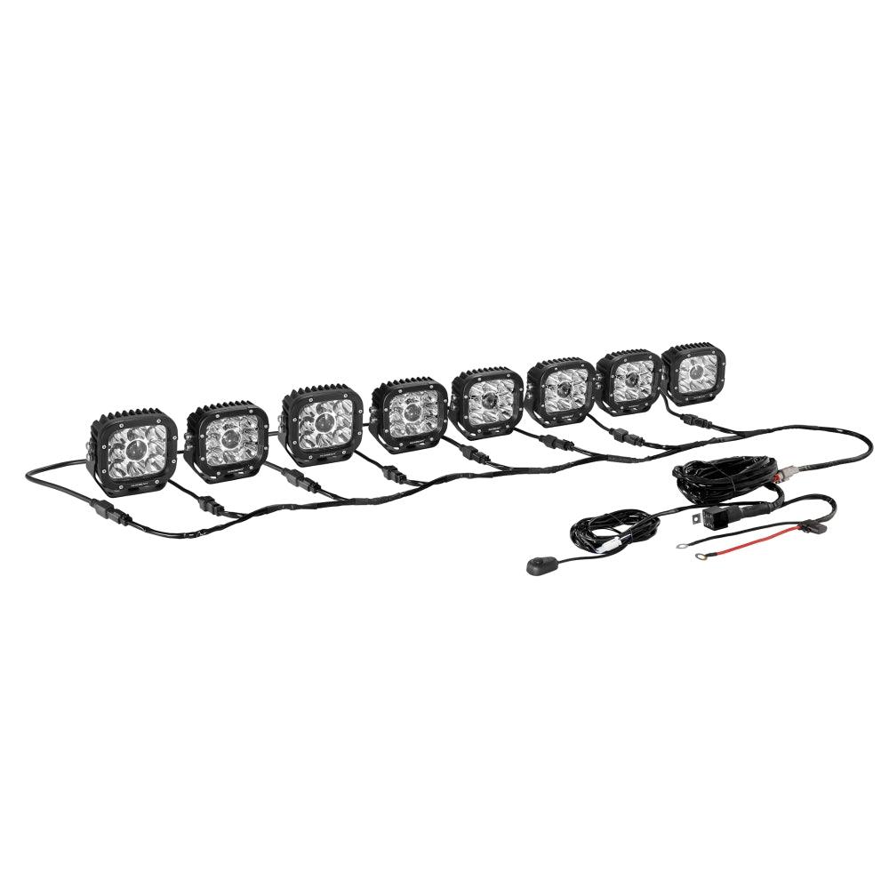 8 LED Pod Light Power Wiring Harness Kit with 2 PIN DT Plug - Waterproof Off-Road Lighting for Trucks, ATVs, UTVs & Boats - Perfect for Night Driving, Camping & Outdoor Adventures