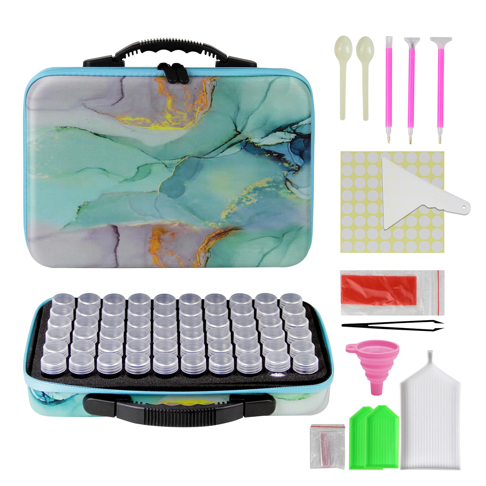 Diamond Painting Storage Container with Tools - 60 Slot Shockproof Organizer Box for Diamond Art, Jewelry Beads & Rhinestones | Perfect for Crafting, Travel & Home Organization