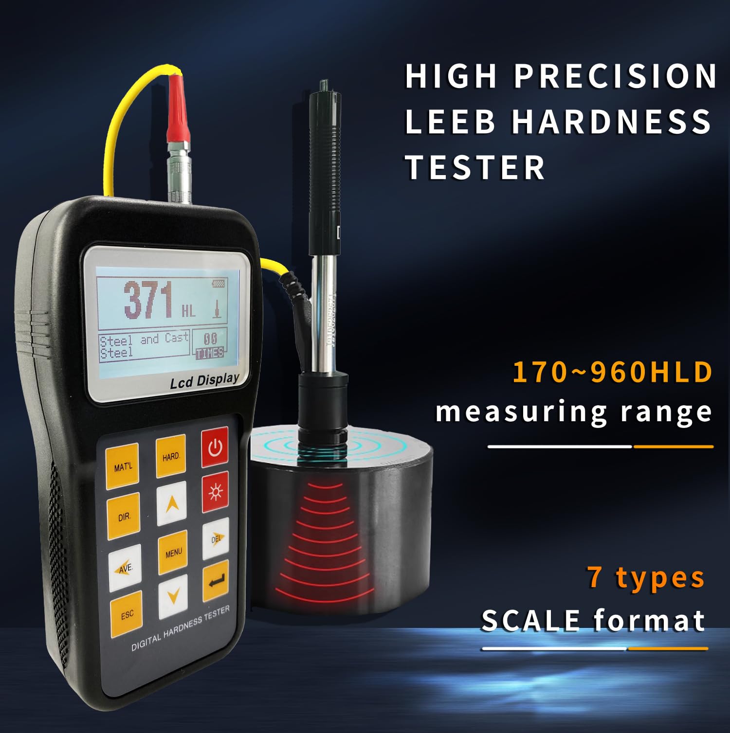 Portable Brinell Hardness Tester KH180 - Digital Conversion for All Hardness Scales (HL, HB, HRB, HRC, HRA, HV, HS) | Ideal for Metal Testing in Manufacturing, Construction & Quality Control