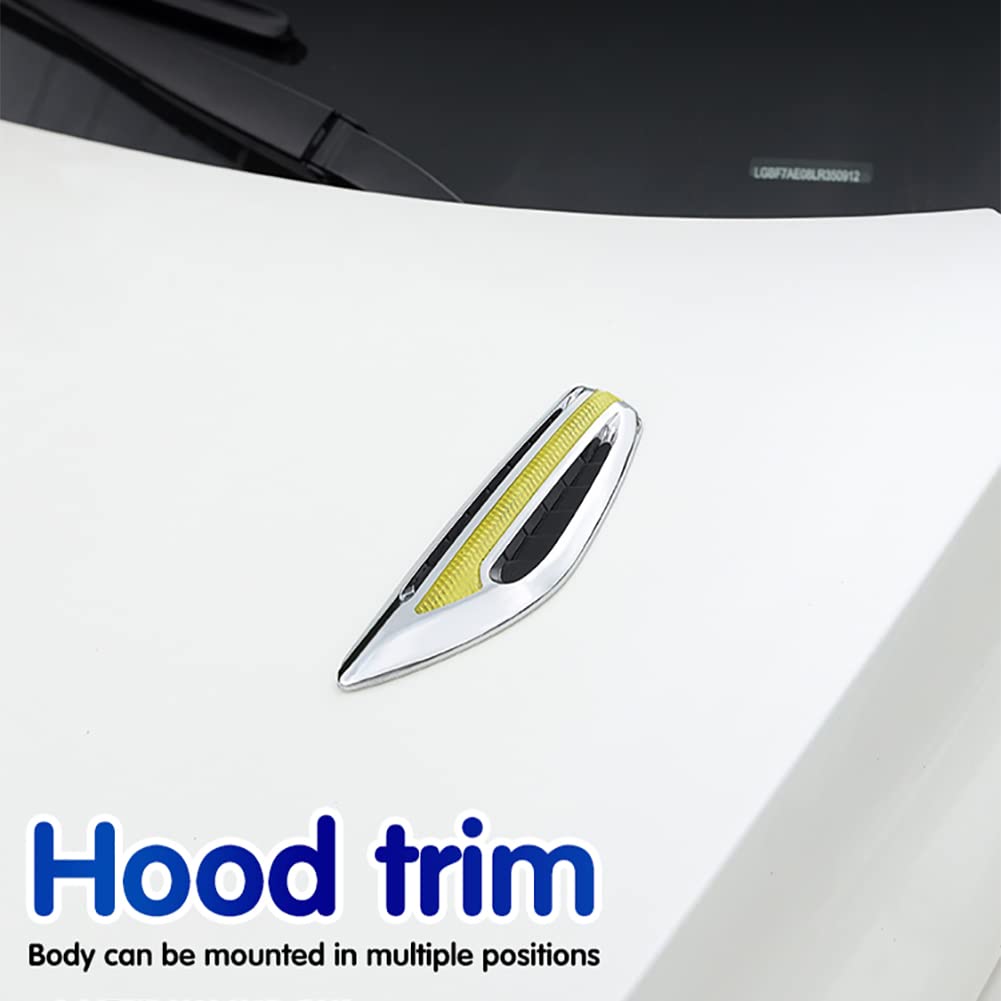 Universal Car Side Vent Stickers - 2PCS ABS Air Intake Flow Vent Cover Decorative Fender Trim for Enhanced Style | Perfect for Car Shows, Custom Builds & Personalization (Yellow)