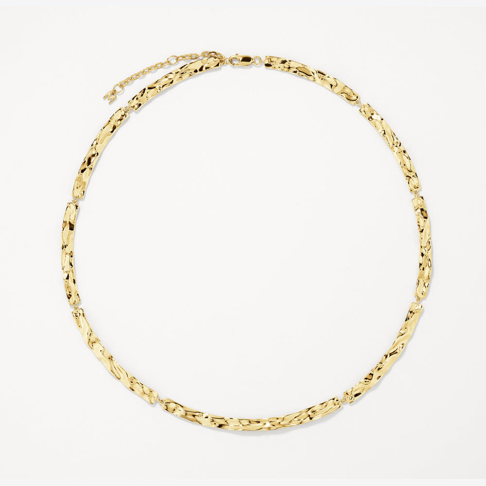 Organic Hammered Gold Plate Necklace - Handmade Boho Jewelry for Women, Perfect for Casual Wear & Special Occasions