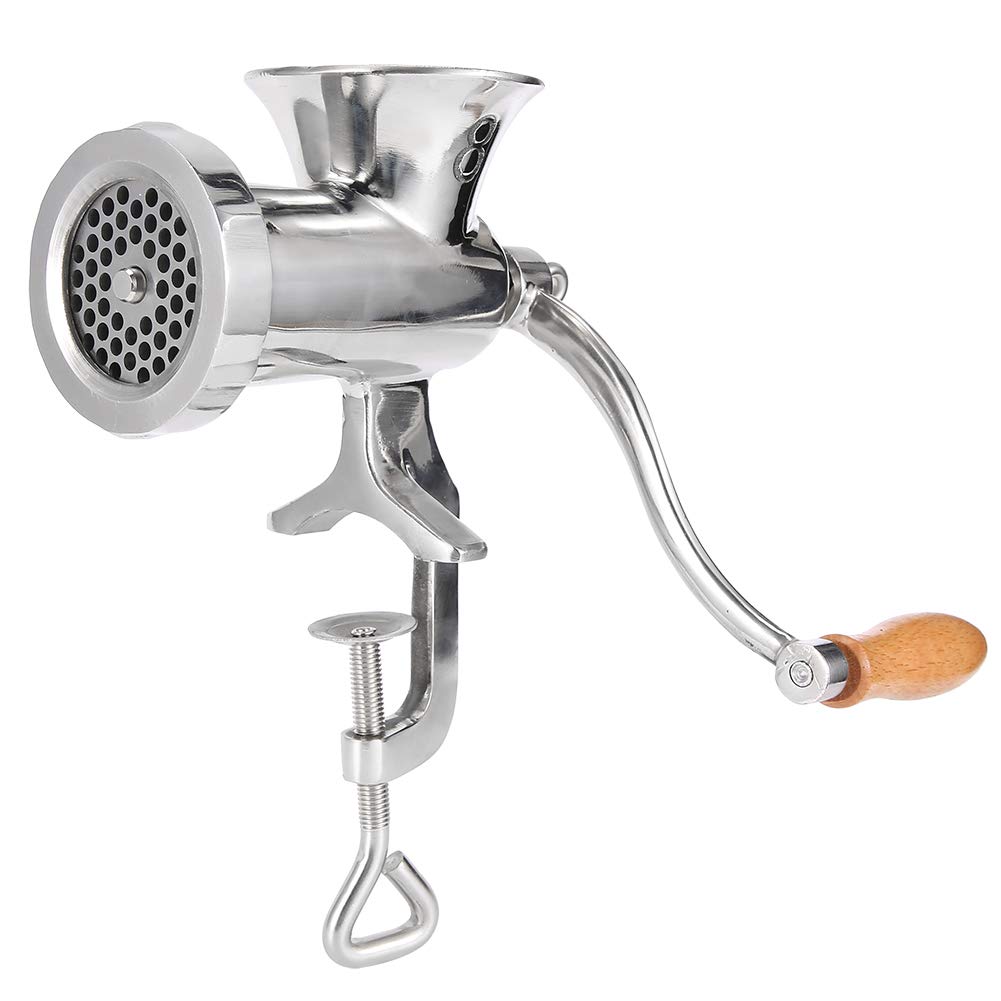 Stainless Steel Hand Crank Manual Meat Grinder - Heavy Duty Sausage Maker & Food Mincer for Beef, Pork, Vegetables, Fruits - Perfect for Home Kitchen, Camping & Outdoor Cooking