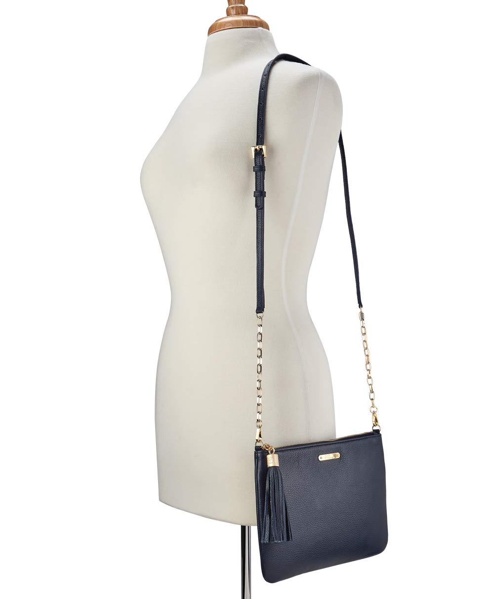 GiGi New York Handmade Genuine Leather Navy Blue Chelsea Crossbody Bag for Women - Perfect for Work, Travel & Everyday Use