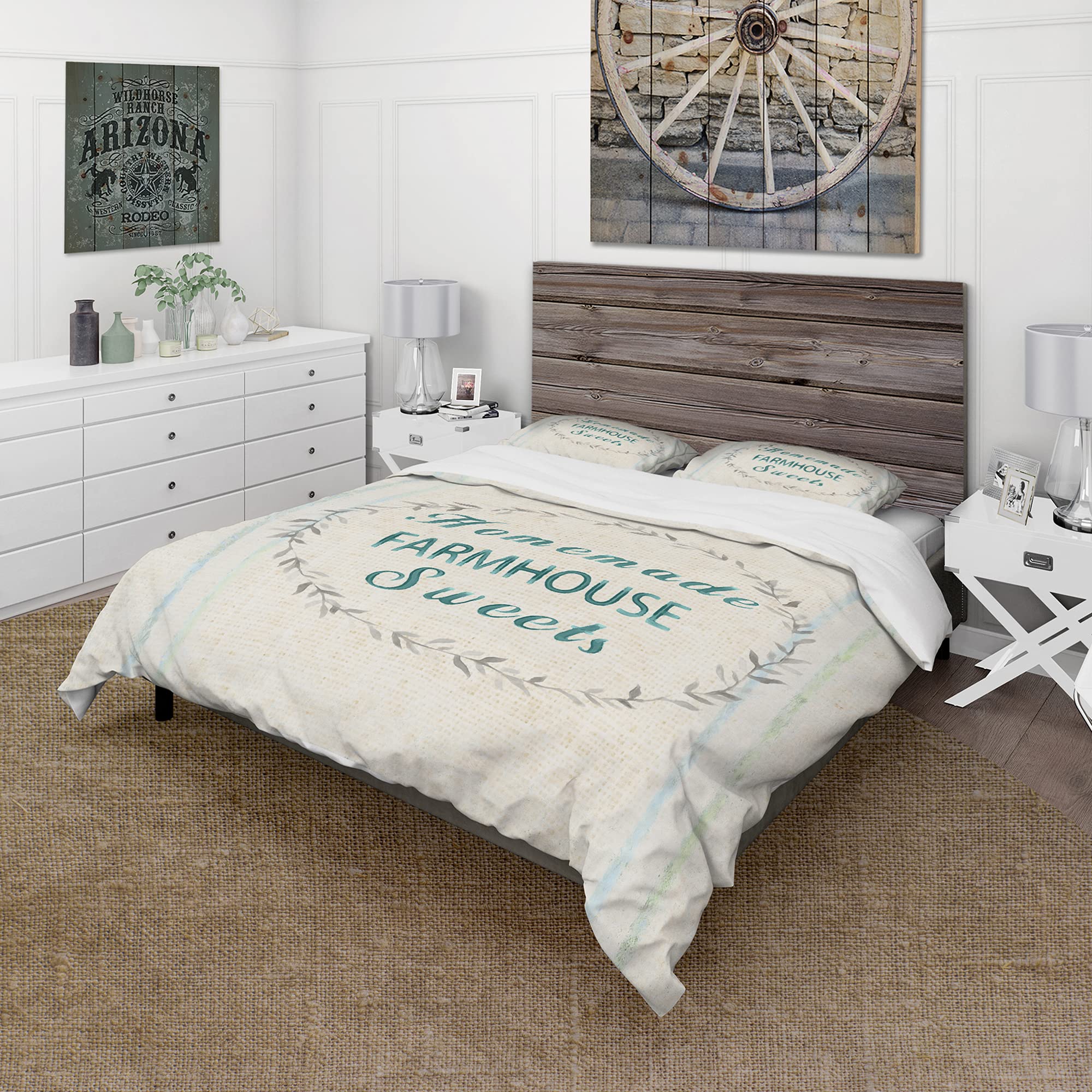 Farmhouse Floral Duvet Cover Set Twin - Blue Floral Bedding Set with Inspirational Quotes, 3-Piece All Season Comforter Cover for Cozy Farmhouse Bedroom Decor | Perfect for Guest Rooms & Vacation Homes