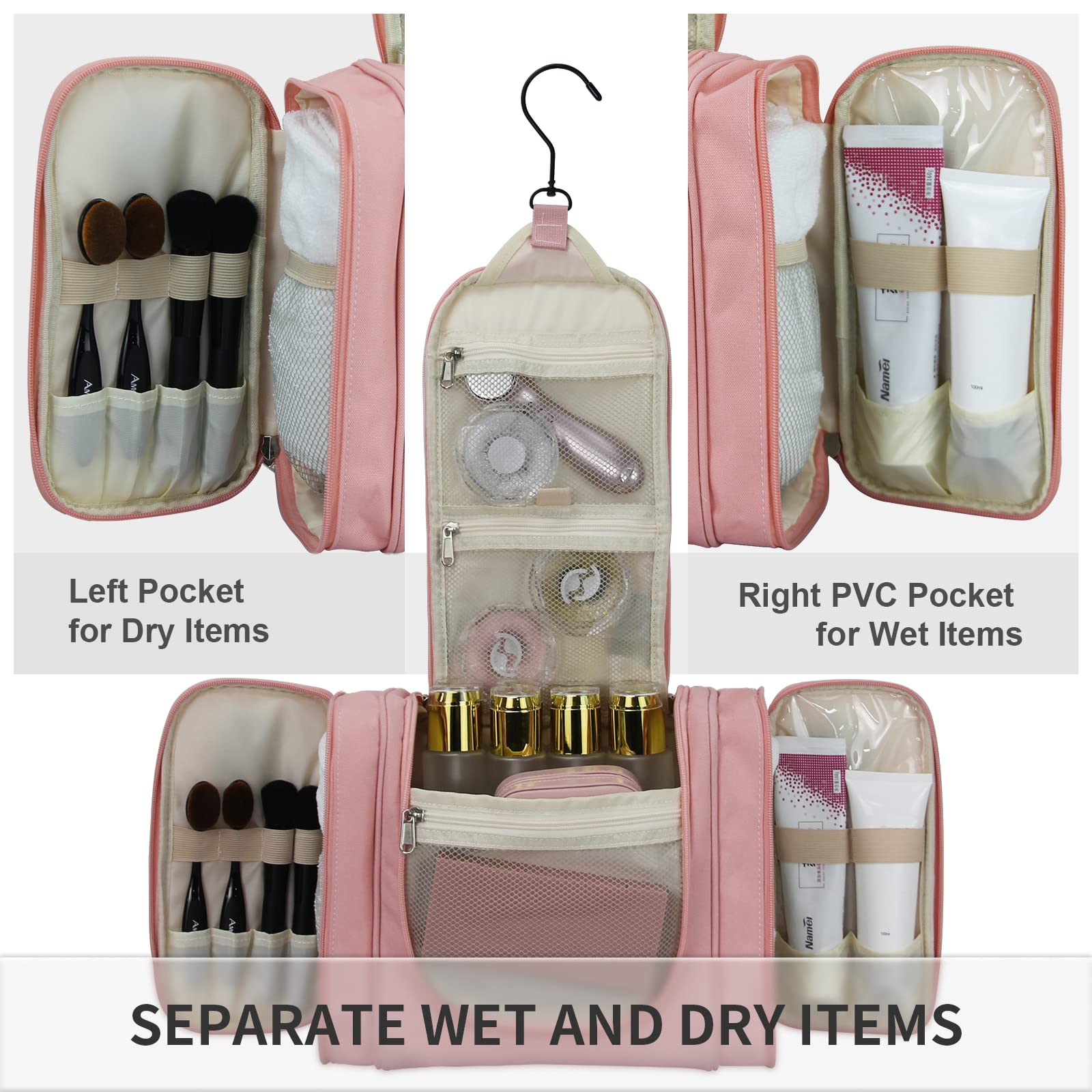 AmoVee Extra Large Hanging Toiletry Bag for Women & Men - Waterproof Travel Cosmetic Organizer with Multiple Pockets for Makeup, Shampoo, Toothbrush | Perfect for Bathroom, Shower, Camping & Gym Essentials