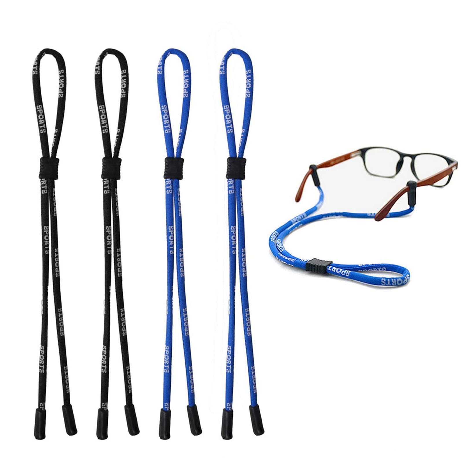 Kuou 4-Pack Adjustable Safety Glasses Strap - Universal Fit for Sports & Outdoor
