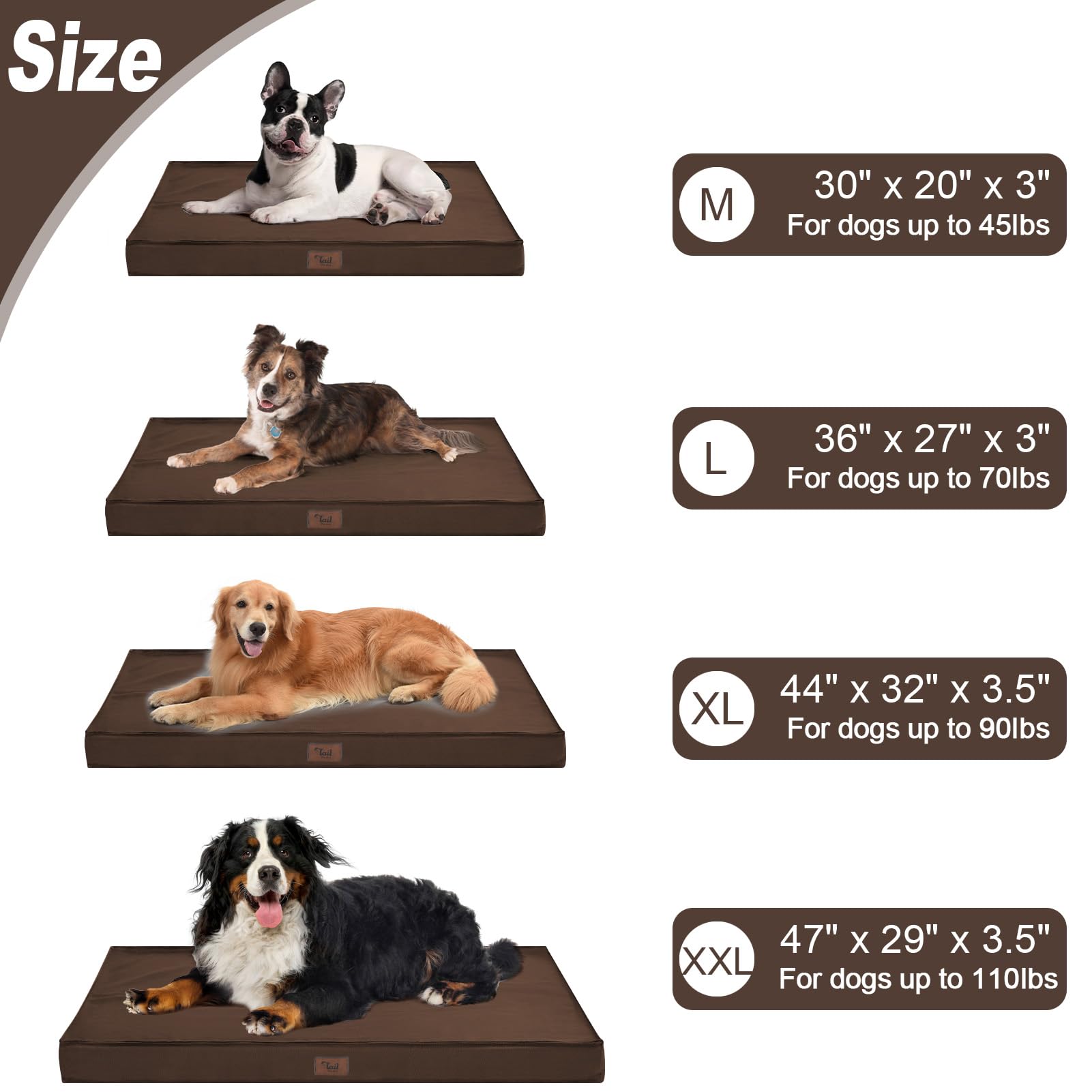 **Waterproof Orthopedic Dog Bed for Large Dogs - Washable Removable Oxford Cover, Egg Foam Support - Perfect for Outdoor, Indoor & Kennel Use**