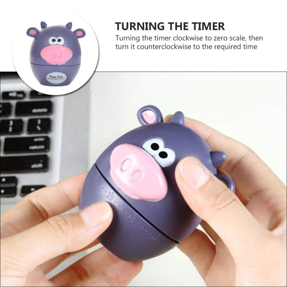 Hemoton Manual Kitchen Timer - Cartoon Cow Mechanical Cooking Timer with Alarm, Home & Office Desktop Decor - Perfect for Baking, Cooking, Study Sessions and Time Management