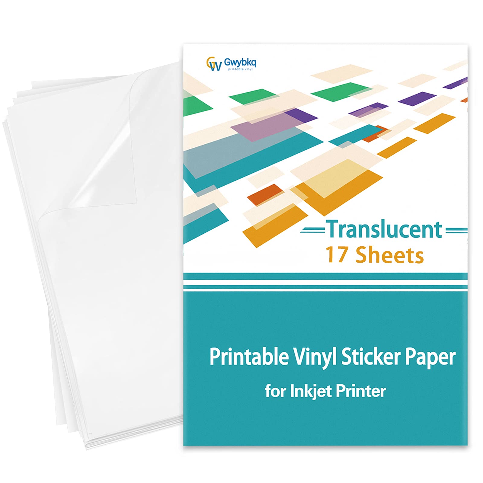 Premium Printable Vinyl Sticker Paper for Inkjet Printers - 17 Sheets Waterproof Translucent Blank Labels, Tear & Scratch Resistant, Fast Drying with Vibrant Colors - Perfect for DIY Crafts, Product Labeling, and Custom Decals
