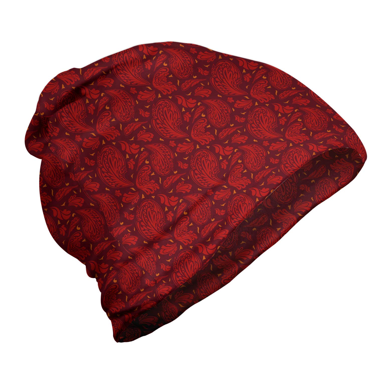 Ambesonne Unisex Beanie - Stylish Paisley Print Winter Hat for Men & Women - Perfect for Hiking, Outdoor Activities & Cold Weather Fashion