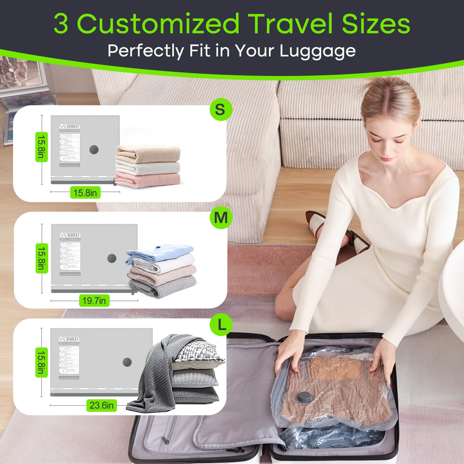 9 Pack Travel Vacuum Storage Bags with USB Electric Pump - Space Saving Compression Bags for Clothes, Luggage & Suitcases | Carry-on Size for Travel, Moving & Home Storage Organization