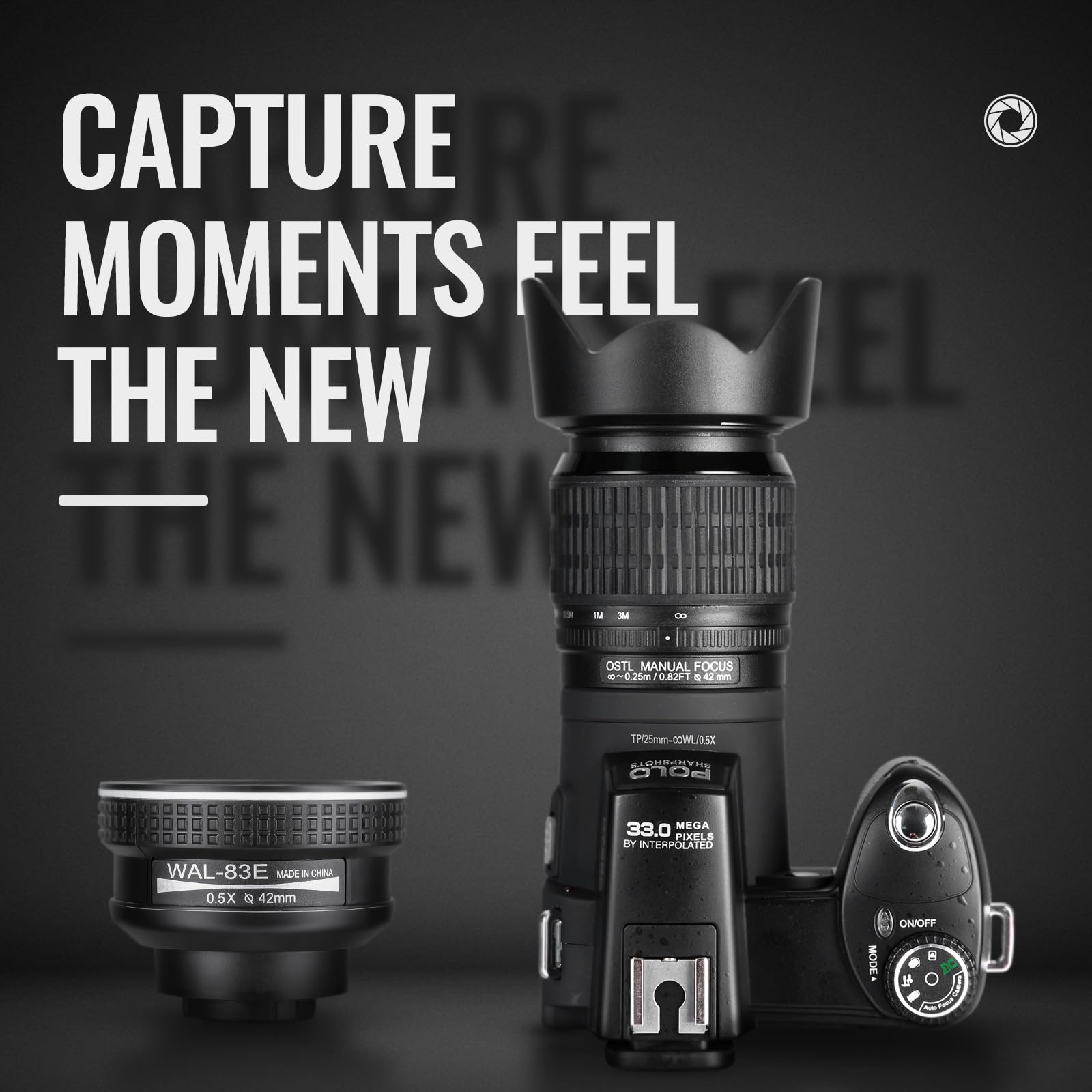 NBD -PT 33MP DSLR Camera with 24X Telephoto Lens & 0.5X Wide Angle Lens - 1080P HD Vlogging Camera with LED Light - Best Beginner DSLR for Travel, YouTube & Photography Enthusiasts