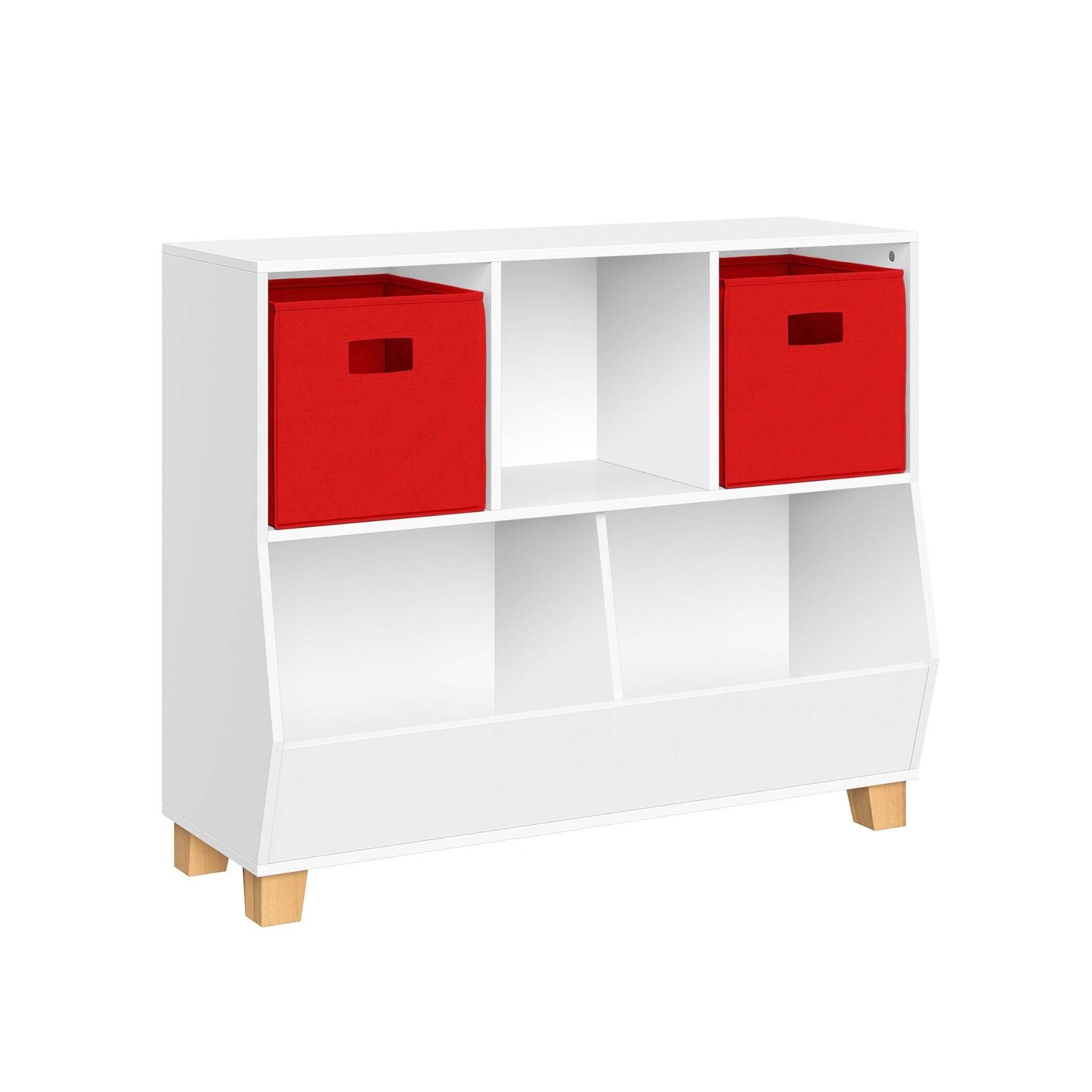 RiverRidge Kids Toy Storage Organizer - 3 Cubbies & 2 Bin Compartments for Easy Organization | Perfect for Playrooms, Bedrooms & Daycare Centers