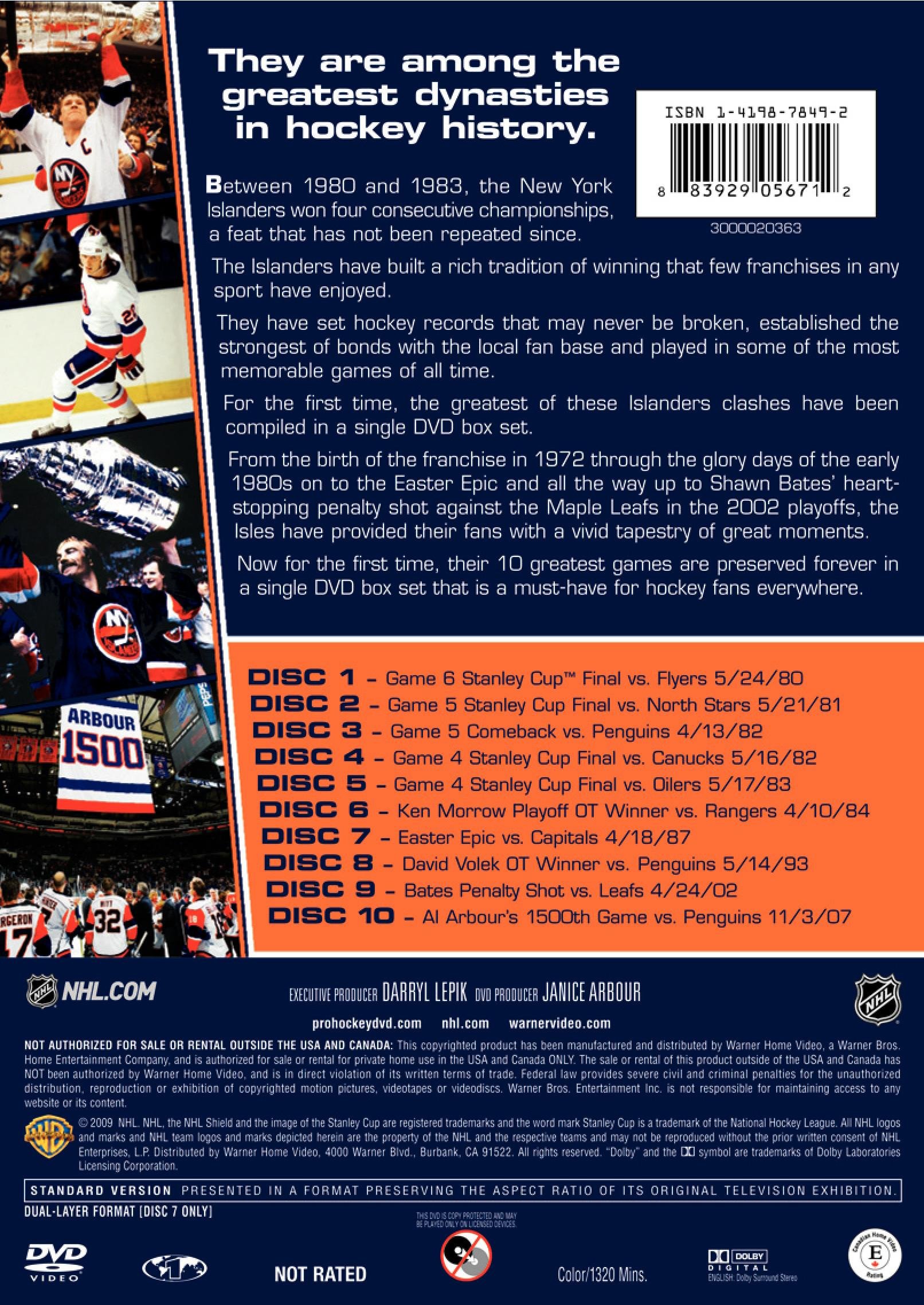 New York Islanders 10 Greatest NHL Games DVD - Relive Top Hockey Moments for Home Entertainment & Fan Collections