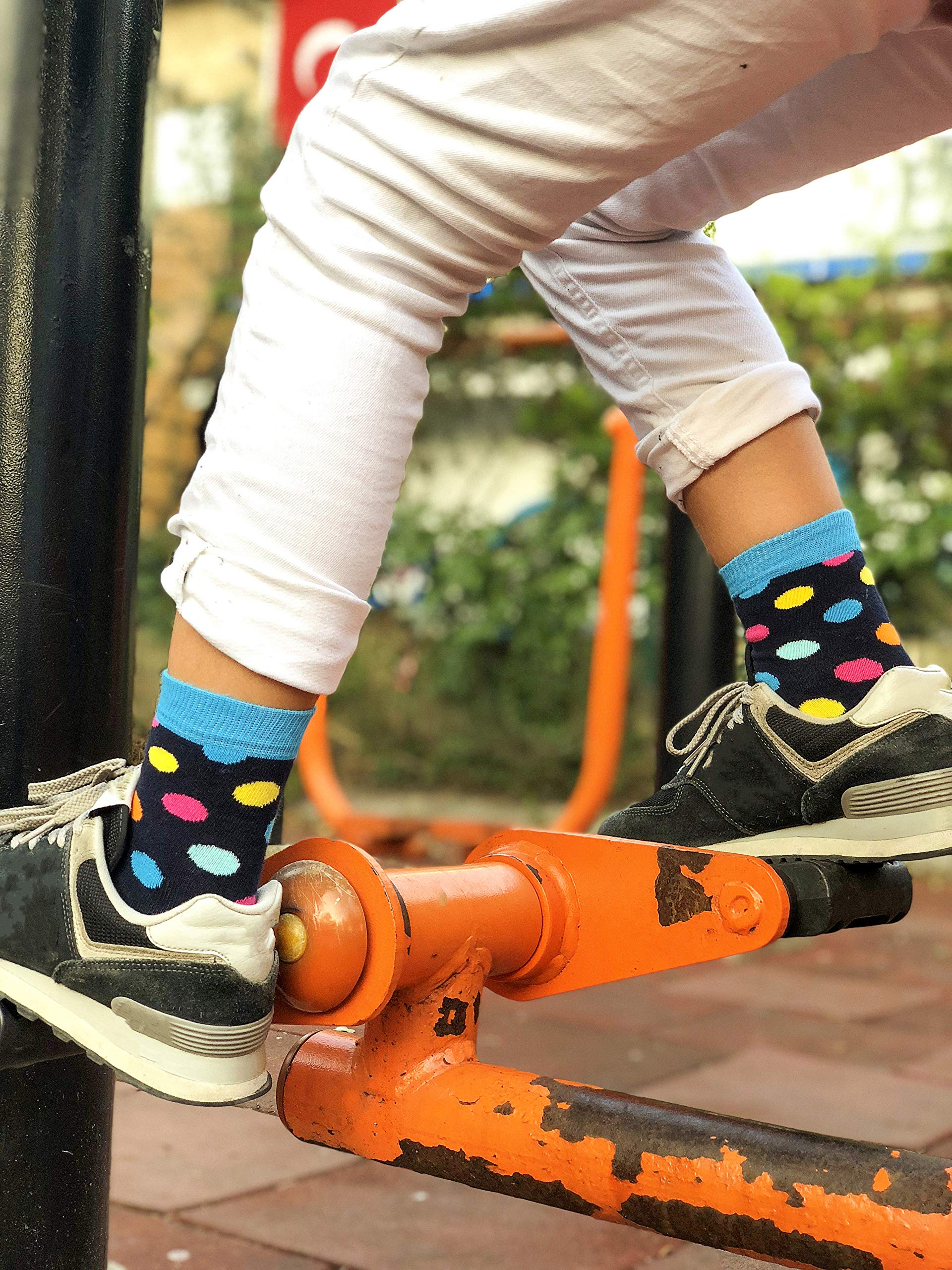 Kids 5-Pair Fun Colorful Cotton Crew Socks Gift Set - Soft Comfortable Dress Socks for School, Party & Everyday Wear