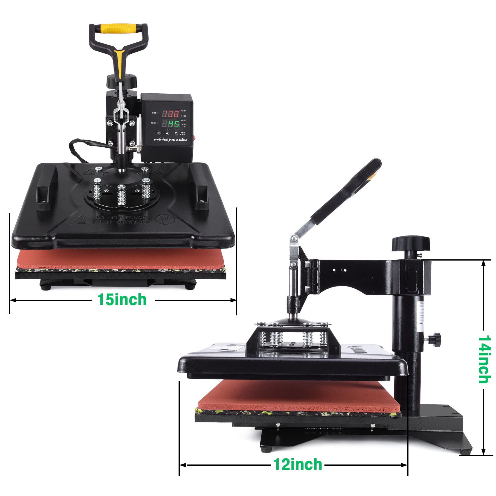 12x15 Inch 8-in-1 Digital Heat Press Machine with 360° Swing Away - Multifunction Sublimation Combo for T-Shirts, Mugs, Hats & Plates | Perfect for Home Business & DIY Craft Projects