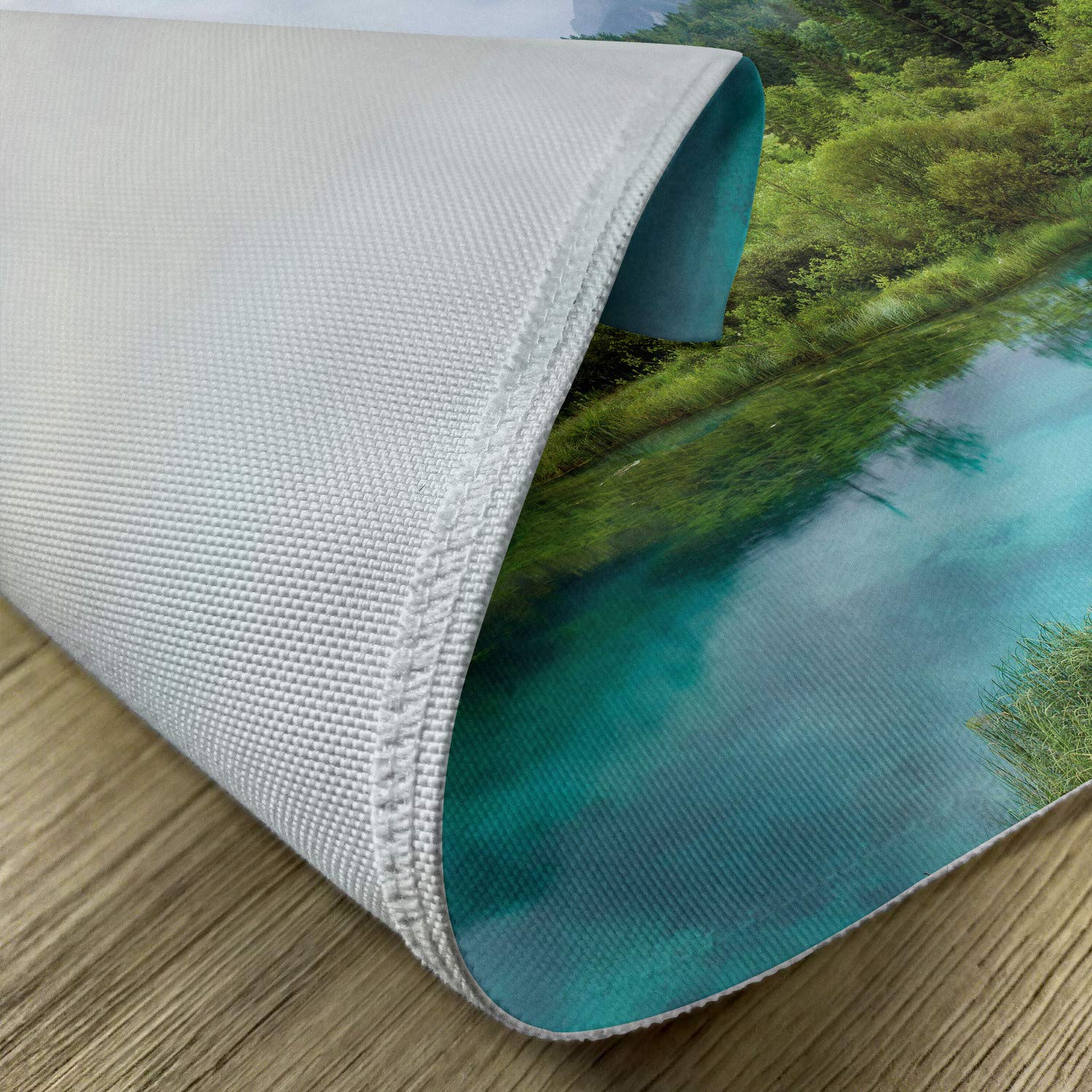 Ambesonne 4-Pack Landscape Placemats - Zelenci Pond Slovenia Scenic View, Washable Fabric Table Mats for Dining Room & Kitchen Decor (Green Aqua) | Perfect for Dinner Parties, Holiday Gatherings & Everyday Meals