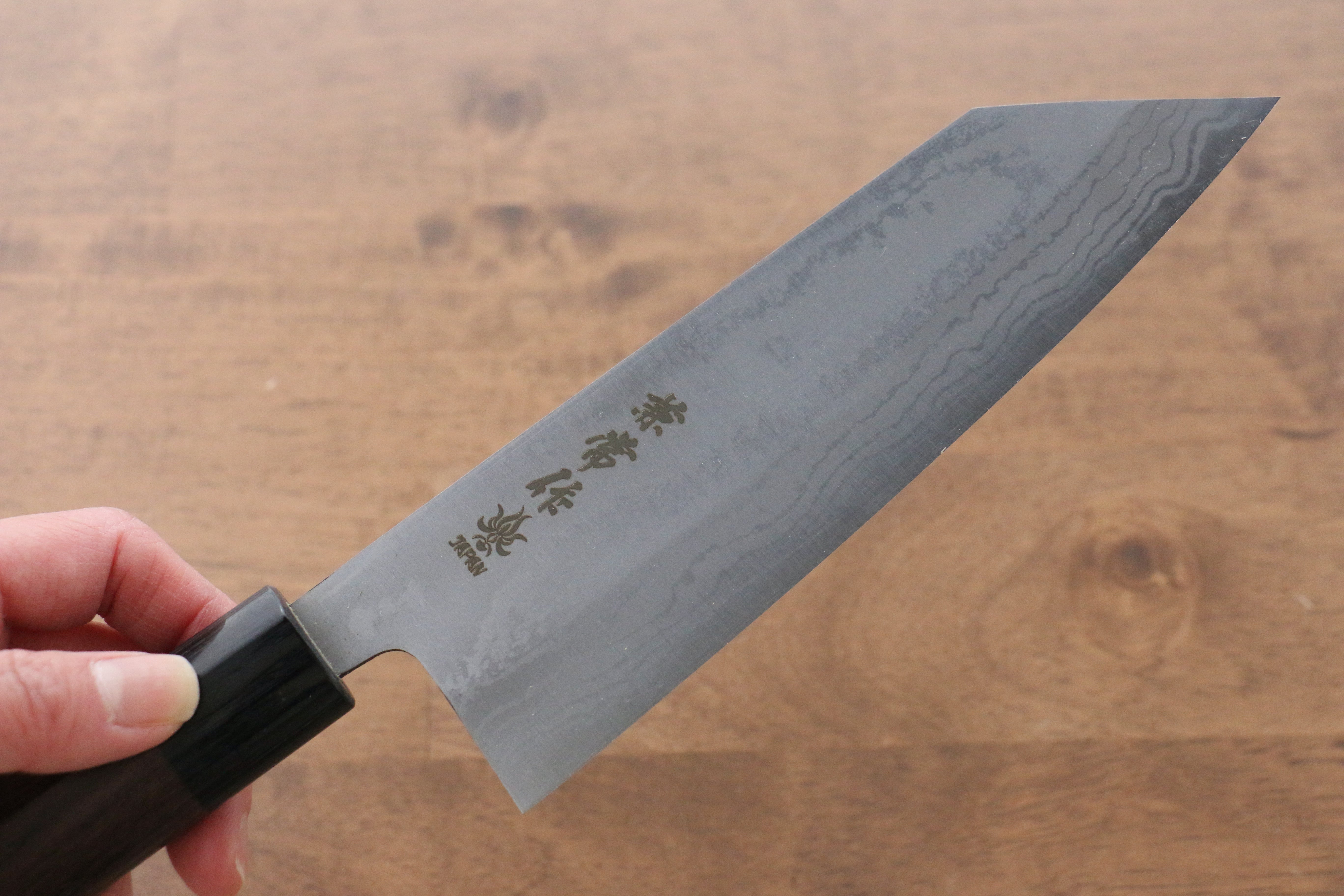 Premium Kanetsune Blue Steel No.2 Damascus Kiritsuke Knife 170mm - Handcrafted Japanese Kitchen Knife with Shitan Handle - Perfect for Sushi, Sashimi & Precision Cutting