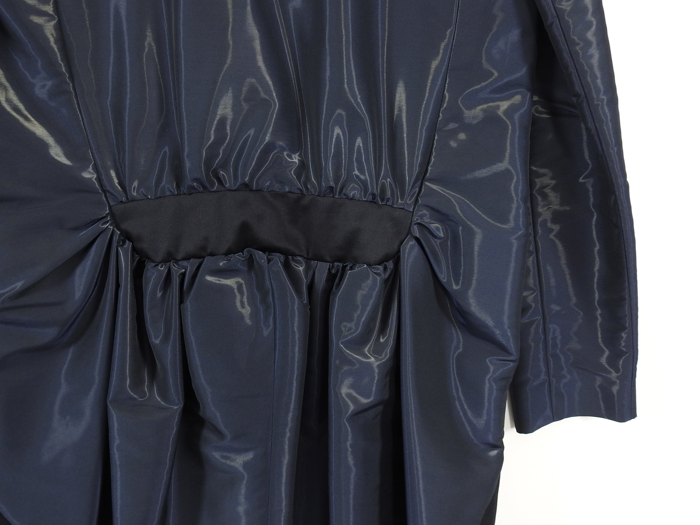 Balenciaga Midnight Navy Sheen Coat - Size 42 / 8 - Luxury Trench Coat for Women | Perfect for Evening Events & Fall Fashion